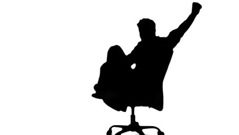 silhouette of man turning of swivel chair on white background