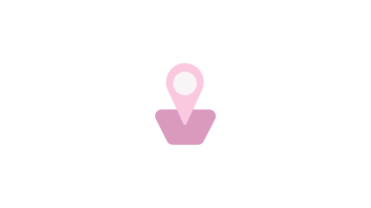 Animated Pink Location Pin Icon Appearing and Disappearing