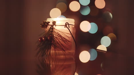 lighting christmas vibes with decor candle closeup