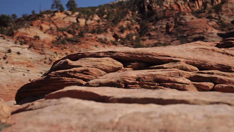 tiro de carro del paisaje rocoso en el parque nacional de zion