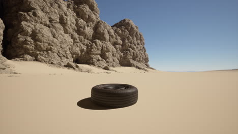 lonely tire in the desert