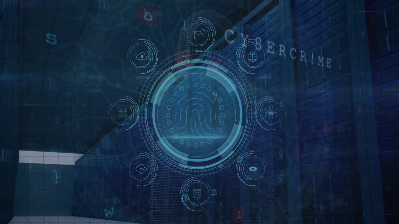 animación de iconos y procesamiento de datos a través de servidores informáticos