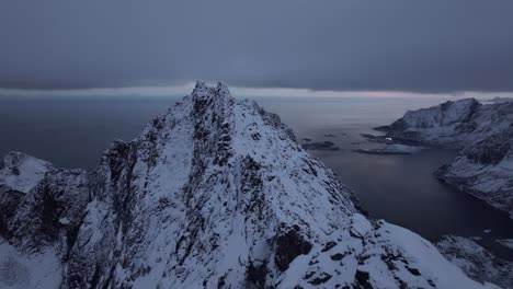 aerial view of norway snow mountain beautiful landscape during winter