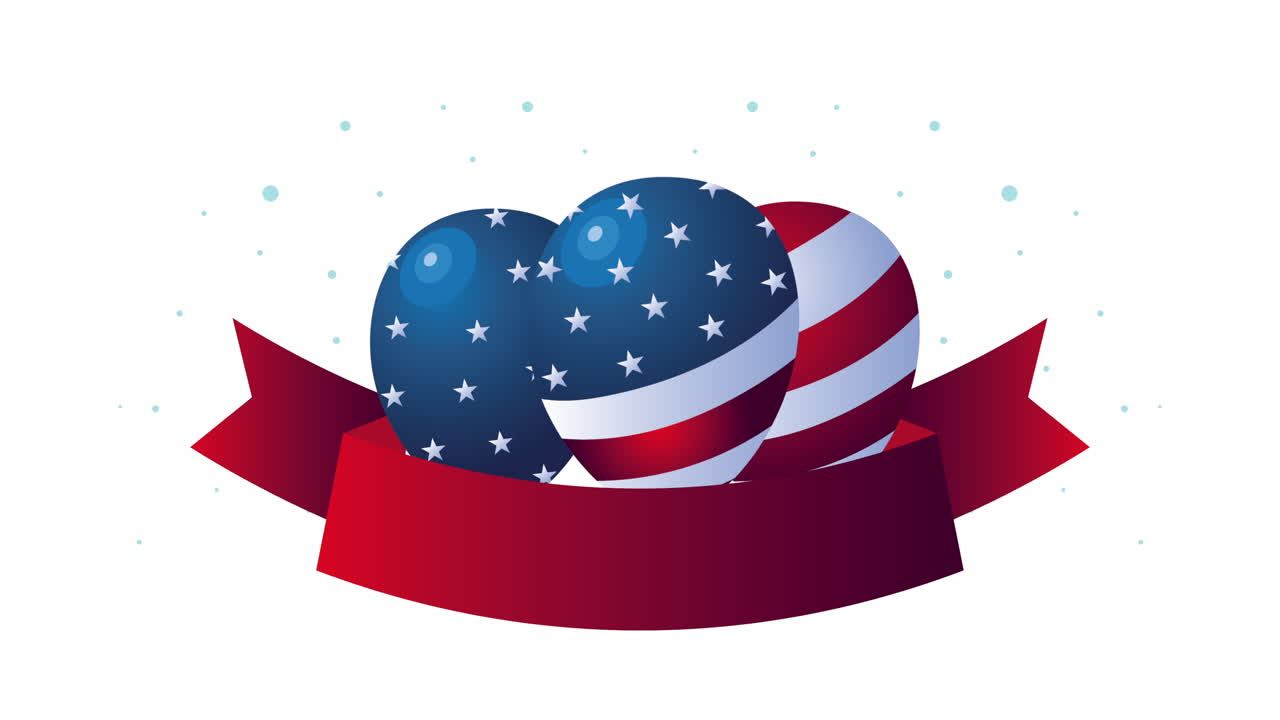 미국 축제 날 애니메이션으로 풍선 헬 프레임