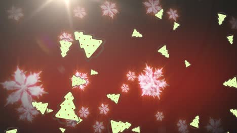 Animation-Der-Weihnachtsdekoration-über-Fallendem-Schnee
