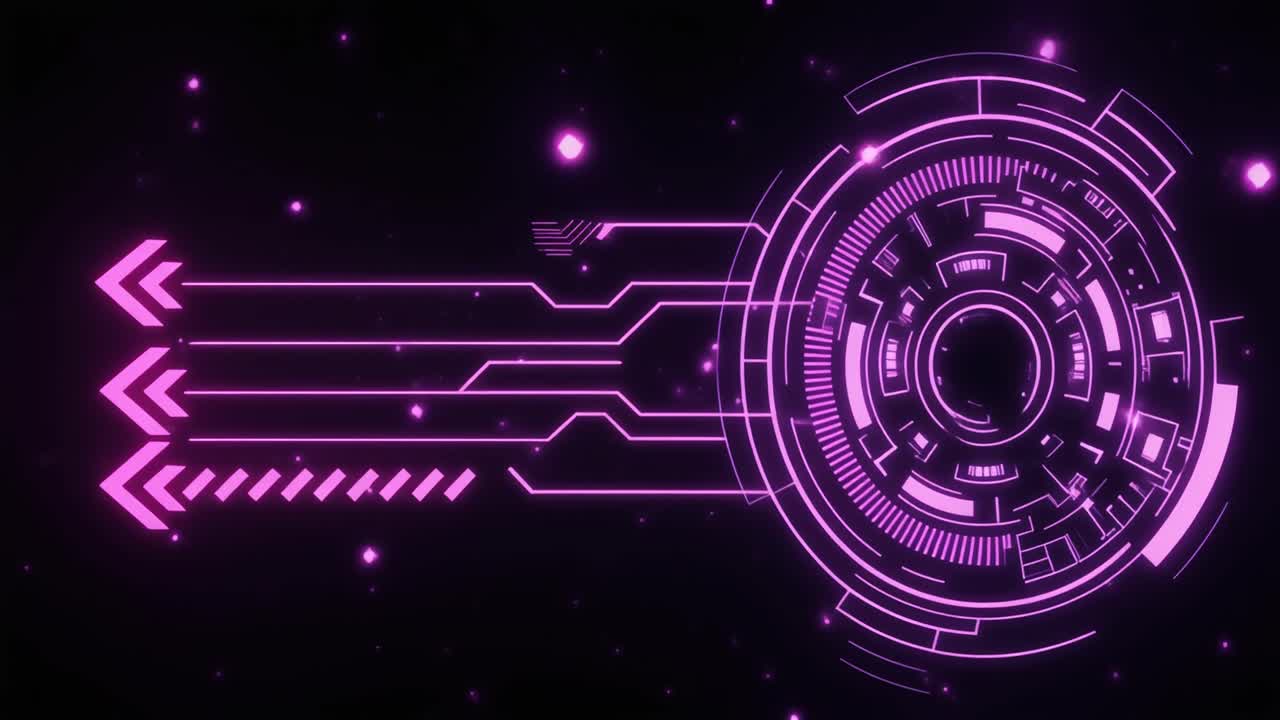 Animated Futuristic Technology Interface with Glowing Purple Graphics