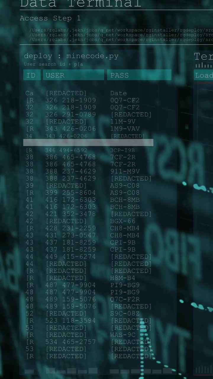 Video verticale: AccessStep1 che mostra un pannello iniziale con un cursore che scorre e si muove, eseguendo minecode.