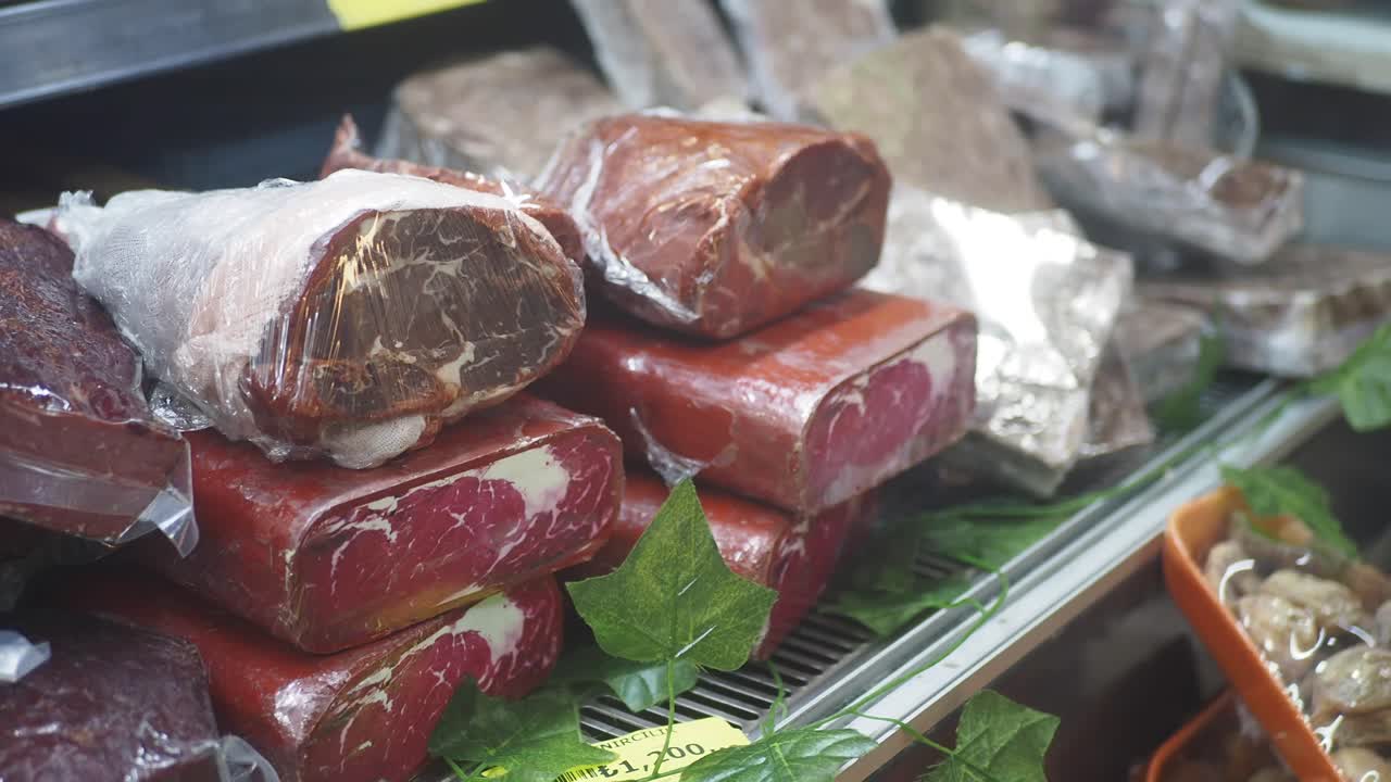 Variety of Cured Meats on Display