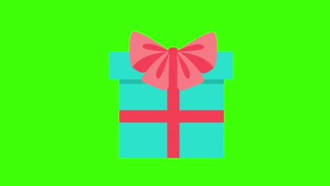 icono de caja de regalos de boda azul y rosa apareciendo en la pantalla verde