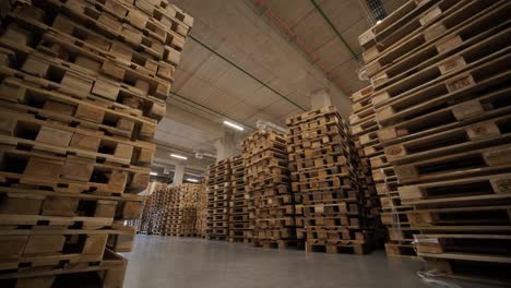 stack of wooden pallets rack at warehouse storage.