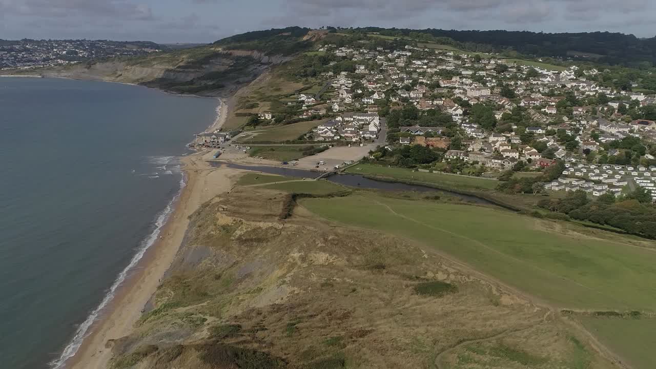 Aerial View of Coastal Village and Landscape
