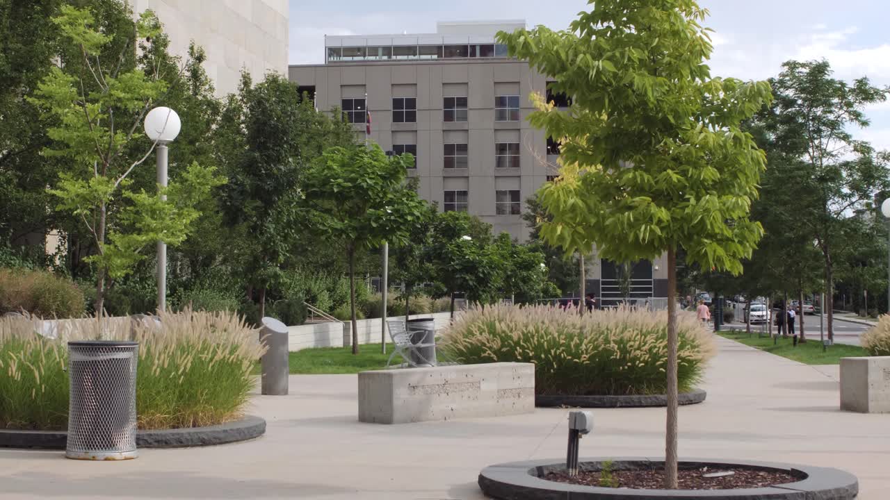 Slow Motion Pan Through Downtown Denver
