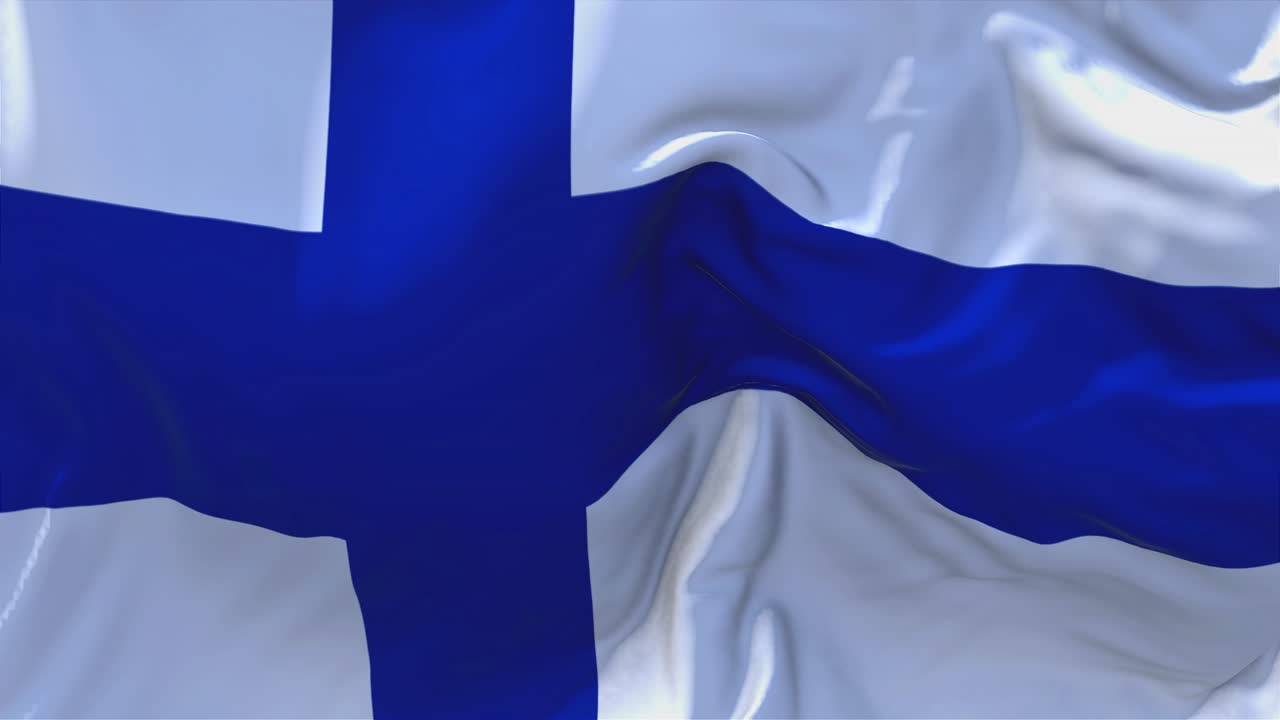 115 finland flag waving in wind slow motion animation 4k realistic fabric texture flag smooth