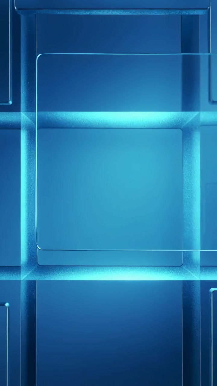 Vertical video: Appearing clear overlay sliding over central blue tile on UI grid showing selection