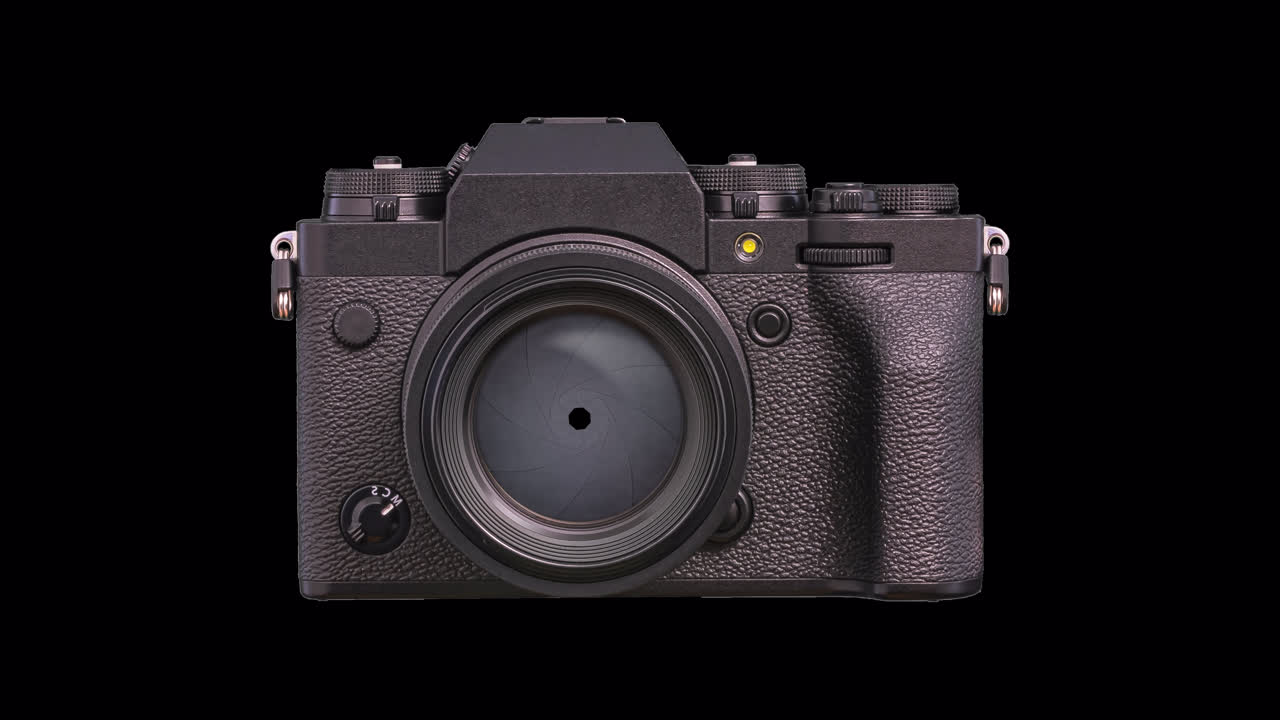 카메라 렌즈 조리개 애니메이션 셔터 슬로우 모션 투명 배경 4k