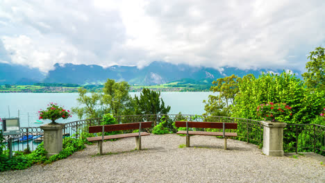 timelapse thun lake with cloudy in switzerland