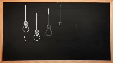 light bulbs appearing on chalkboard