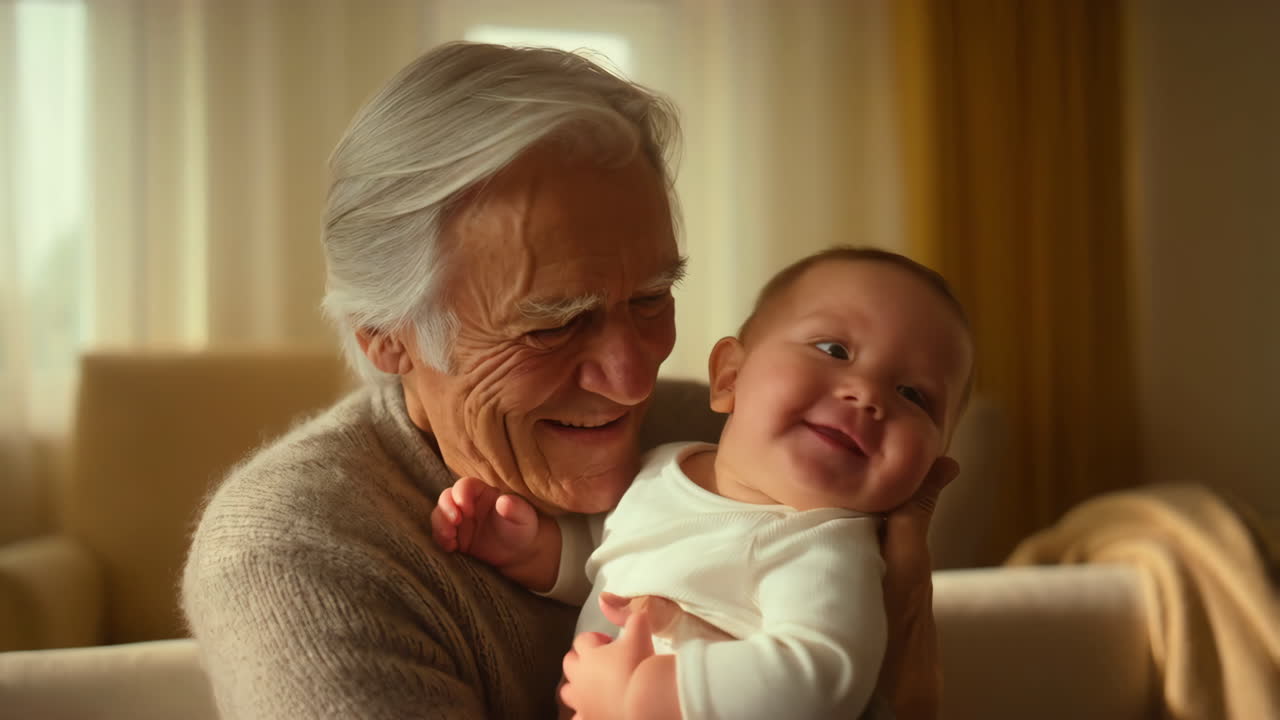 Grandfather and Baby Share a Happy Moment