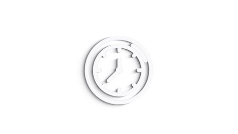 3d line icon time and clock animation on white background. 4k