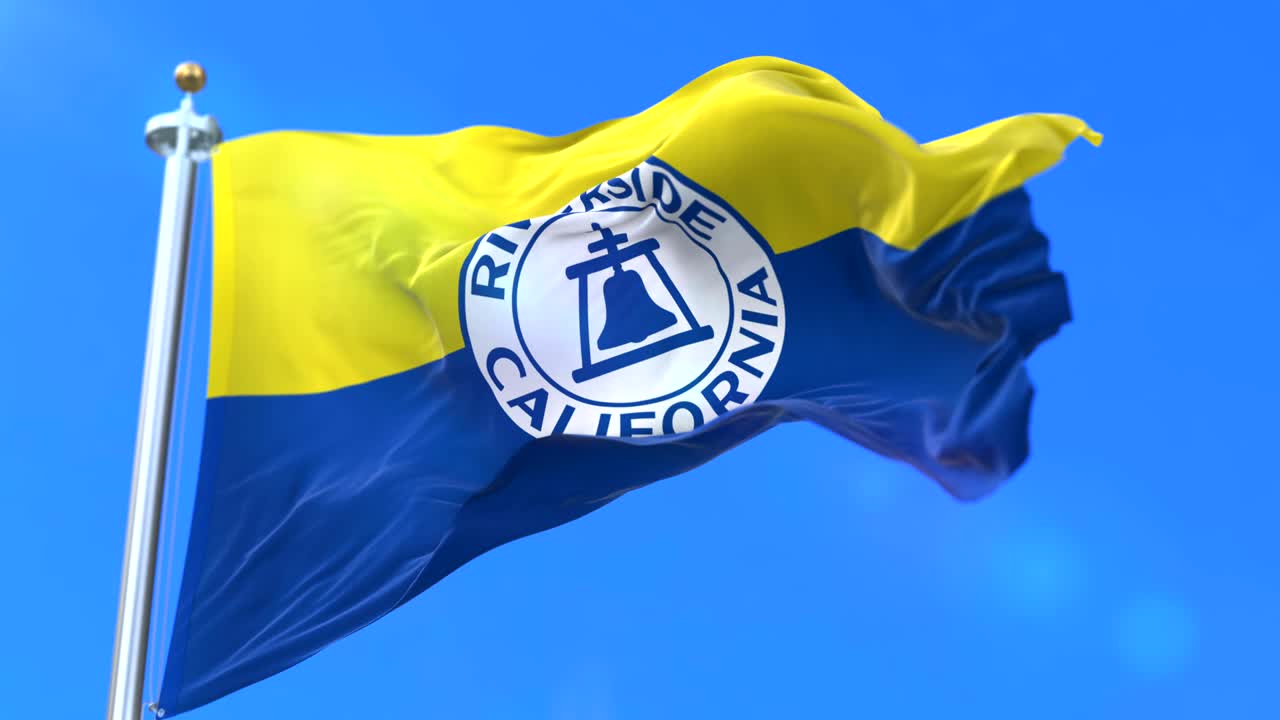bandera de la ciudad de riverside, ciudad de los estados unidos de américa - bucle