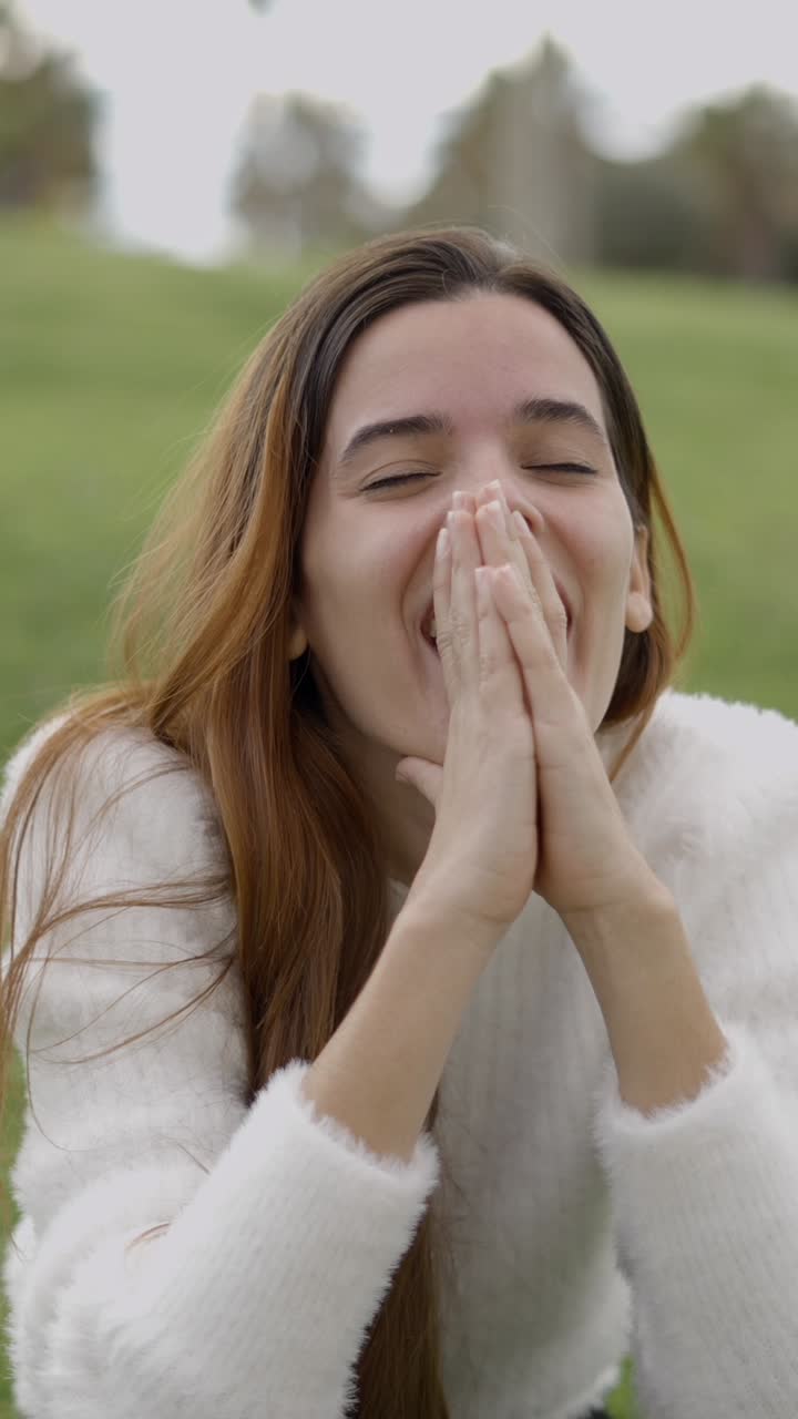 Playful and Expressive Moments of a Young Woman Outdoors