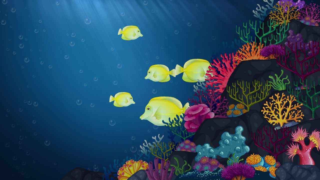 Colorful fish swimming through a vibrant coral reef