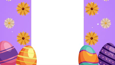 happy easter day with eggs painted and flowers frame