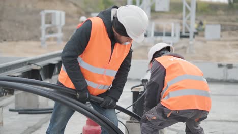 power cable installation process at a transformer substation