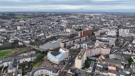 hovering over le mans, the city's blend of commerce and heritage unfolds beneath