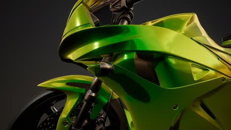 Moto-Sport-Bike-En-Estudio-Oscuro-Con-Luces-Brillantes