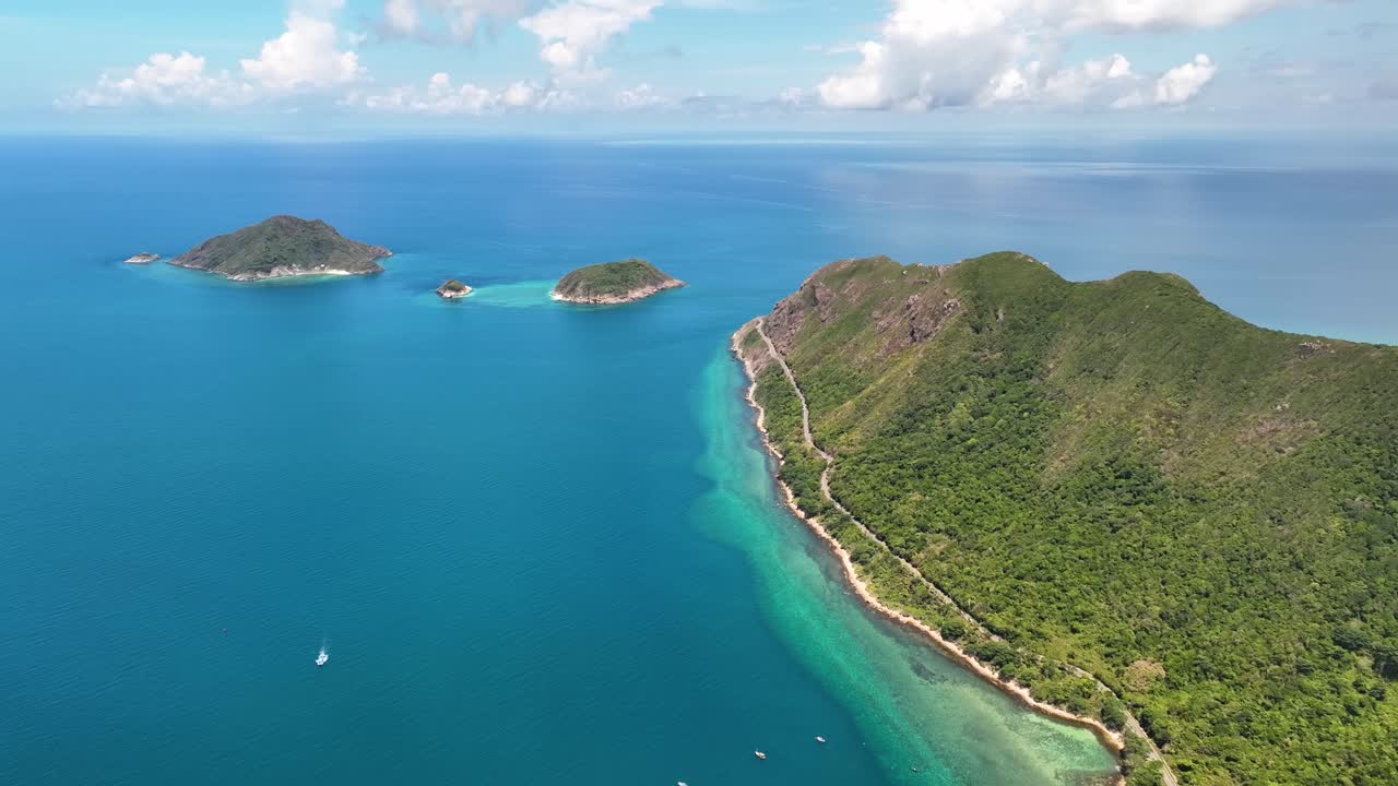 Aerial View of Tropical Island Coastline