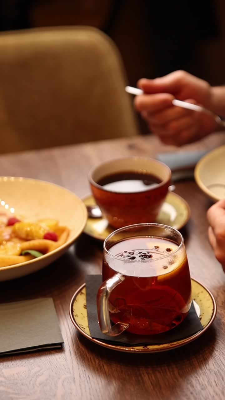 Tea and Food on a Wooden Table