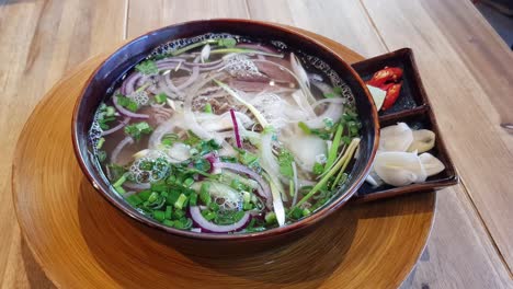 vietnamese traditional pho soup close up shoot