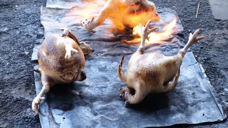 pollo ahumado en preparación