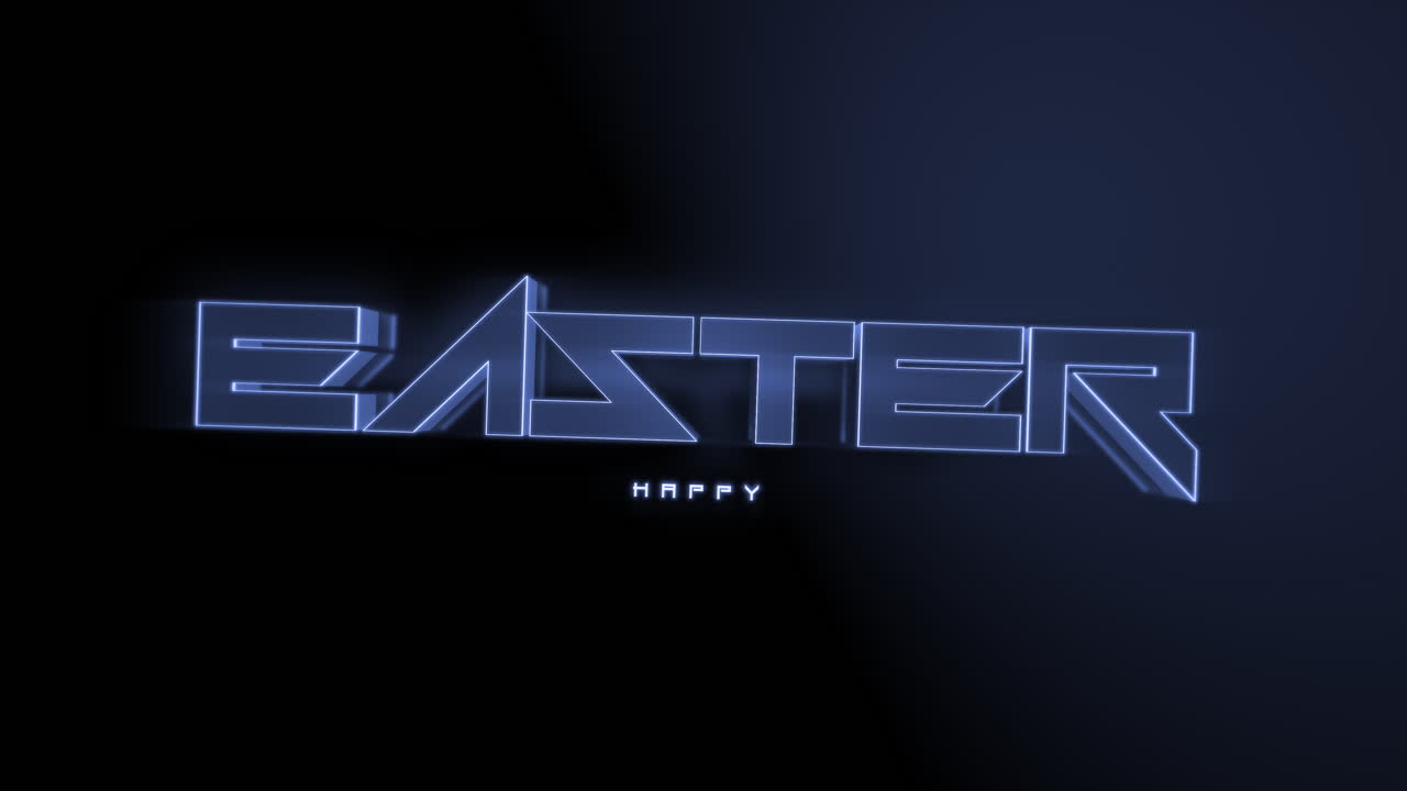 Monochrome Happy Easter on blue gradient