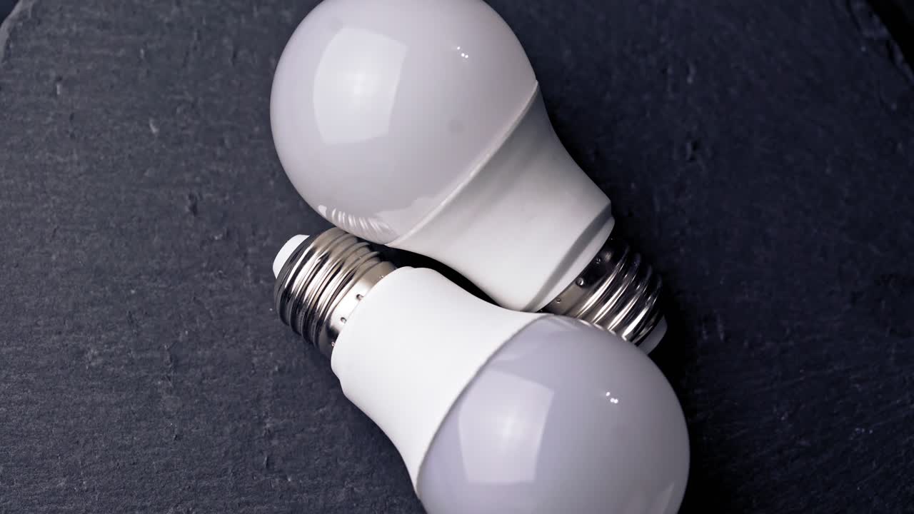 led light bulbs on black background