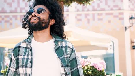 stylish man in plaid shirt