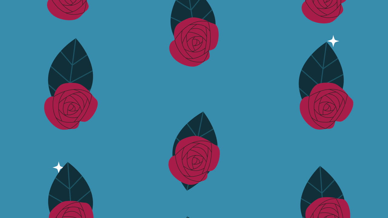 아름다운 장미 꽃 정원 패턴 애니메이션