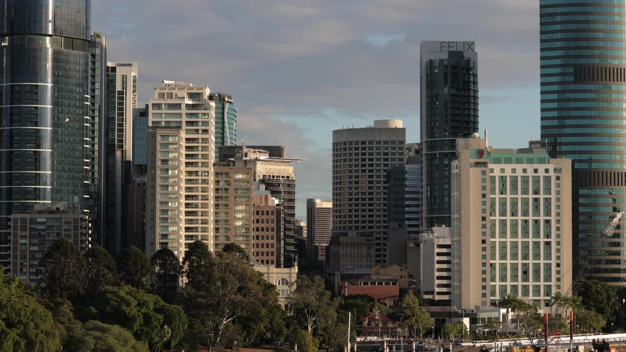 Medium view of Buildings in Brisbane city as viewed from kangaroo Point, Queensland, Australia