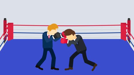 la batalla del hombre de negocios en guantes de boxeo. concepto de competencia de negocios. ilustración de bucle en estilo plano.