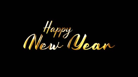 happy new year golden handwriting text with light effect isolated with alpha channel quicktime prores 444 seamless loop. 4k 3d rendering animation.
