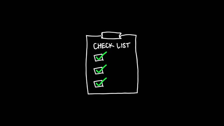 Checklist animata con spunte verdi che appaiono e scompaiono