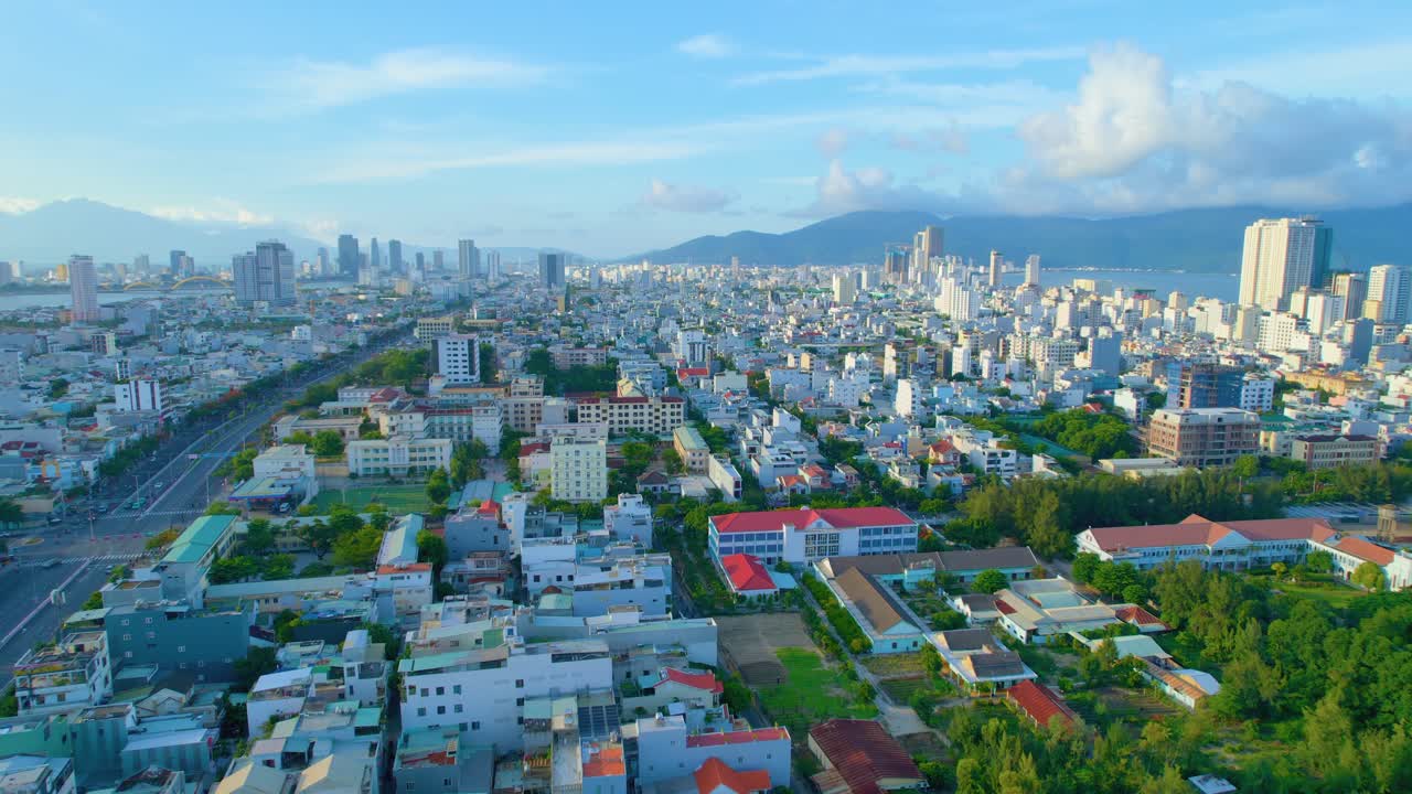 베트남 도시 지역, ngu hanh son, da nang, 베트남의 공중 촬영