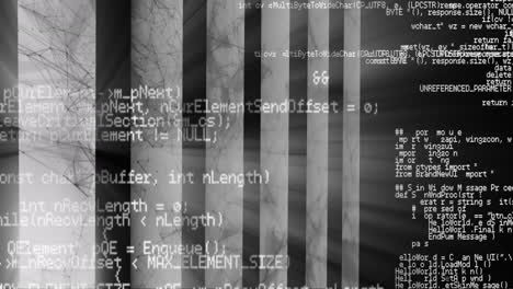 animación del procesamiento de datos y formas en fondo gris