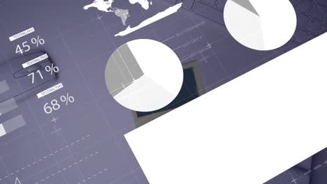 animation of financial data processing over office desk