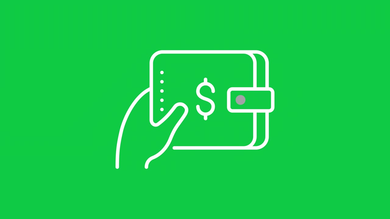 Animated Hand Holding Wallet with Dollar Sign on Green Screen