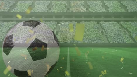 Animation-Von-Fallendem-Konfetti-Und-Stadion-über-Fußball