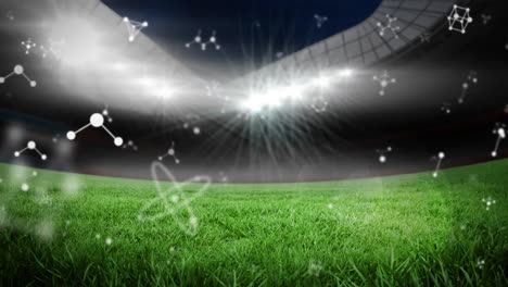 animation of molecules rotating over stadium
