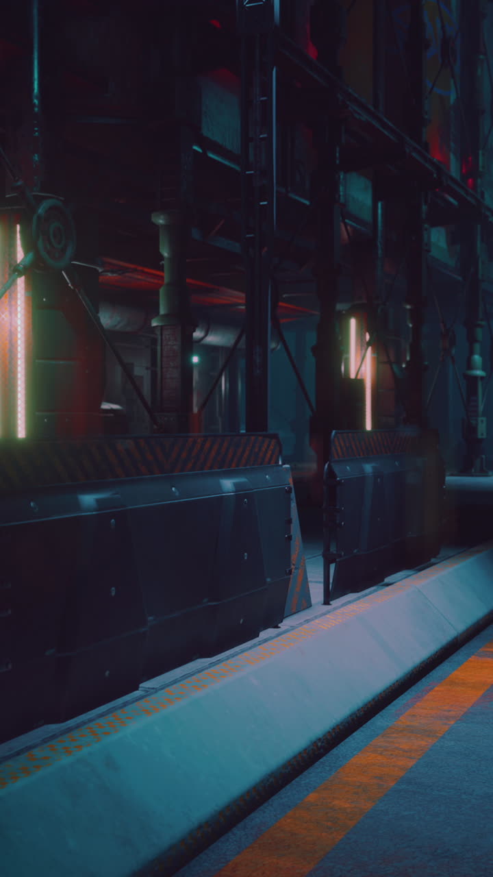 미래의 사이버 크 도시 거리