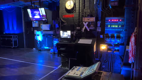 backstage sound and lighting equipment stage, theatre blackpool winter gardens